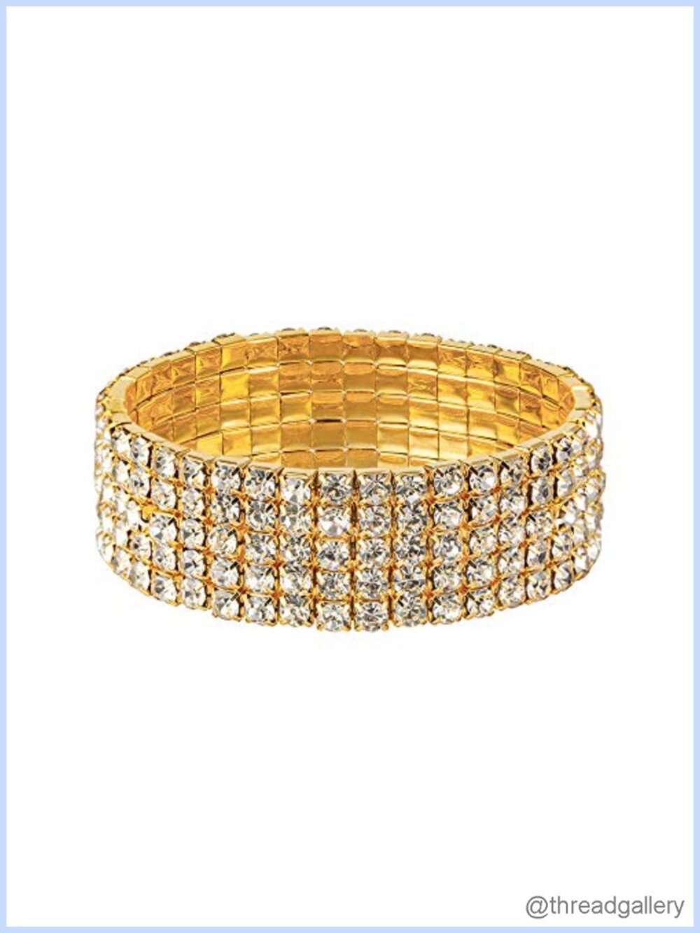 Crystal Rhinestone Stretch Tennis Bracelet Bridal Gold Plated